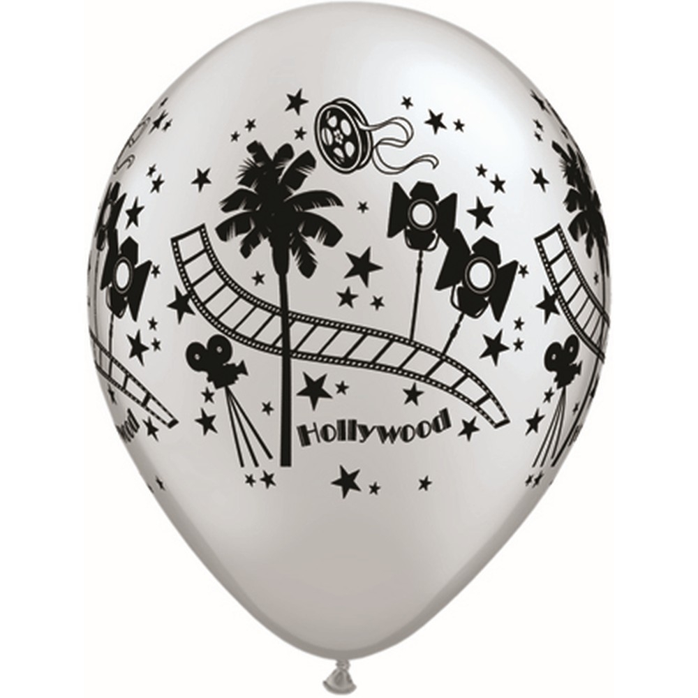 (100) 11" Hollywood Stars - Silver balloons