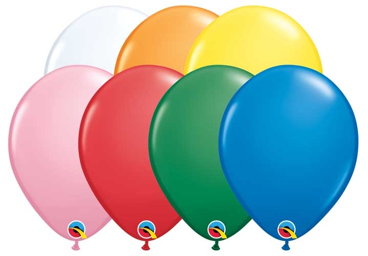 Q (100) 11" Standard Assorted with White balloons