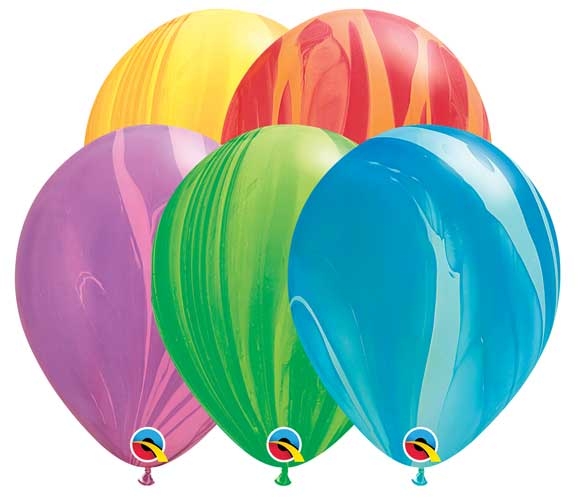 (100) 11" Super Agates - Assorted balloons
