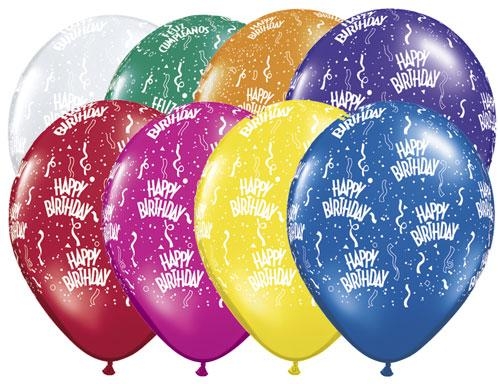 Q (100) 5" Birthday Around - Jewel Assorted balloons
