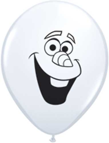 Q (100) 5" Disney Frozen Olaf Face - White balloons