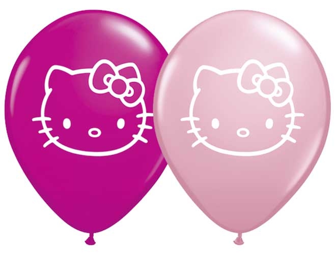 Q (100) 5" Hello Kitty Face - Pink/Wild Berry balloons