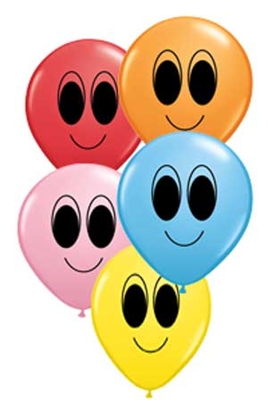 Q (100) 5" Rainbow Assorted - Google Eyes balloons
