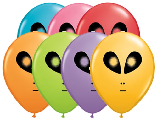 Q (100) 5" Space Alien - Festive Assorted balloons