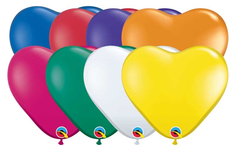 (100) 6" Heart Jewel Assorted balloons