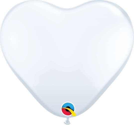 (100) 6" Heart Standard White balloons
