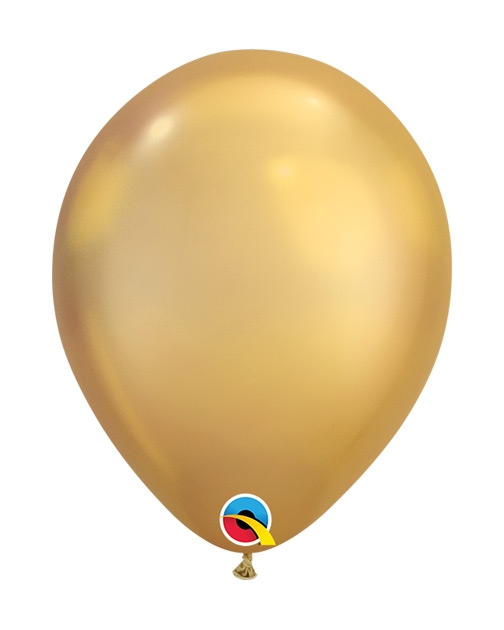 Q (100) 7" Chrome Gold balloons