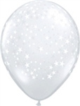 (50) 11" Stars Around - Clear /w white ink balloons
