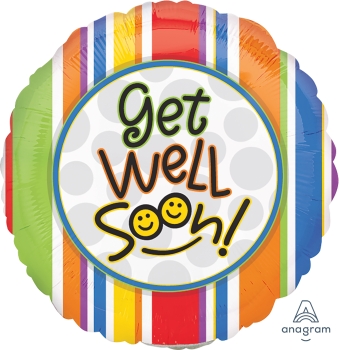 4" Foil - Get Well Soon Smiles Airfill Heat Seal Required balloon