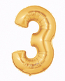 7" Megaloon JR - Number #3 - Gold Airfill Heat Seal Required balloon