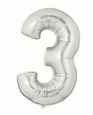7" Megaloon JR - Number #3 - Silver Airfill Heat Seal Required balloon
