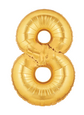 7" Megaloon JR - Number  #8 - Gold Airfill Heat Seal Required balloon