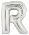 7" Megaloon JR - Letter R - Silver Airfill Heat Seal Required balloon