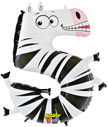 40" Megaloon Zooloon Number 5 Zebra balloon *polybagged