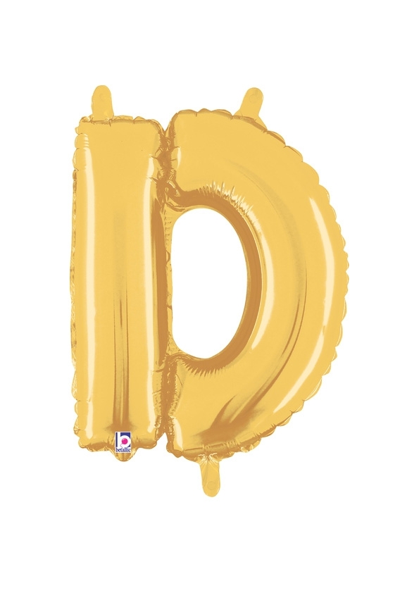 14" Letter D - Gold Packaged Self-Sealing Airfill balloon