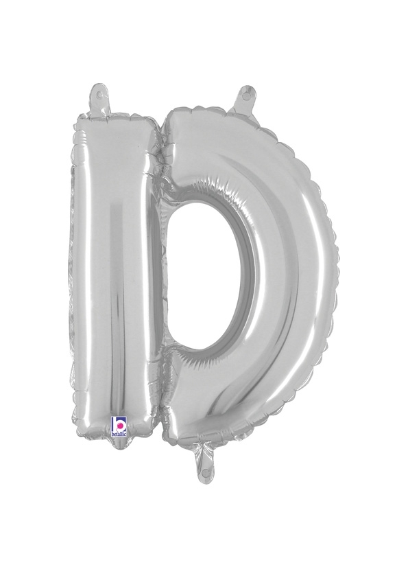 14" Letter D - Silver Packaged Self-Sealing Airfill balloon