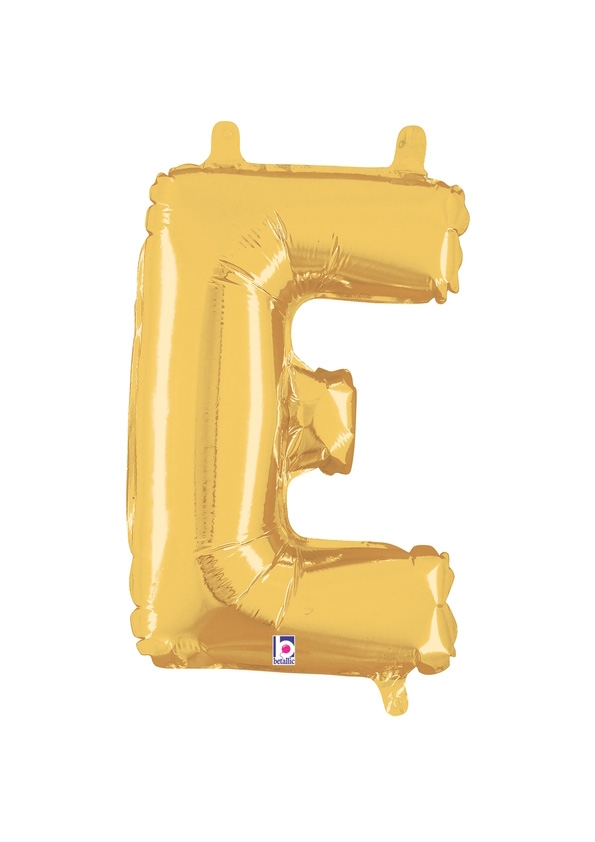 14" Letter E - Gold Packaged Self-Sealing Airfill balloon