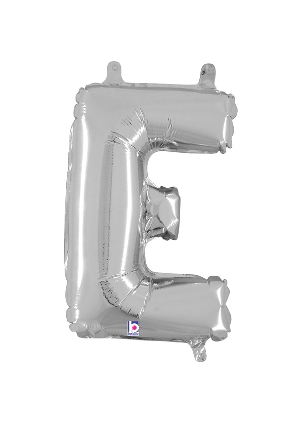 14" Letter E - Silver Packaged Self-Sealing Airfill balloon
