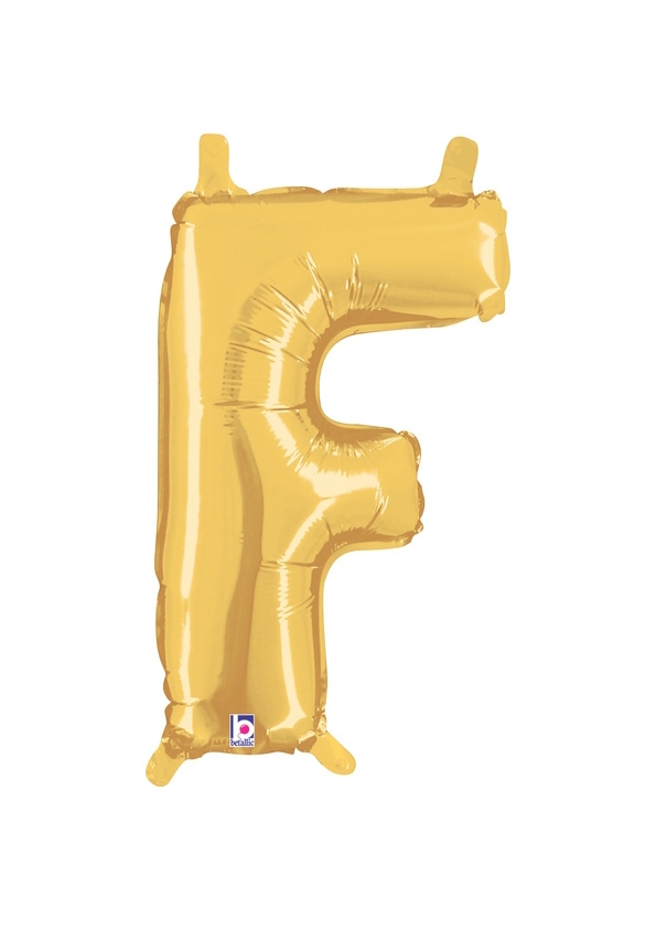 14" Letter F - Gold Packaged Self-Sealing Airfill balloon