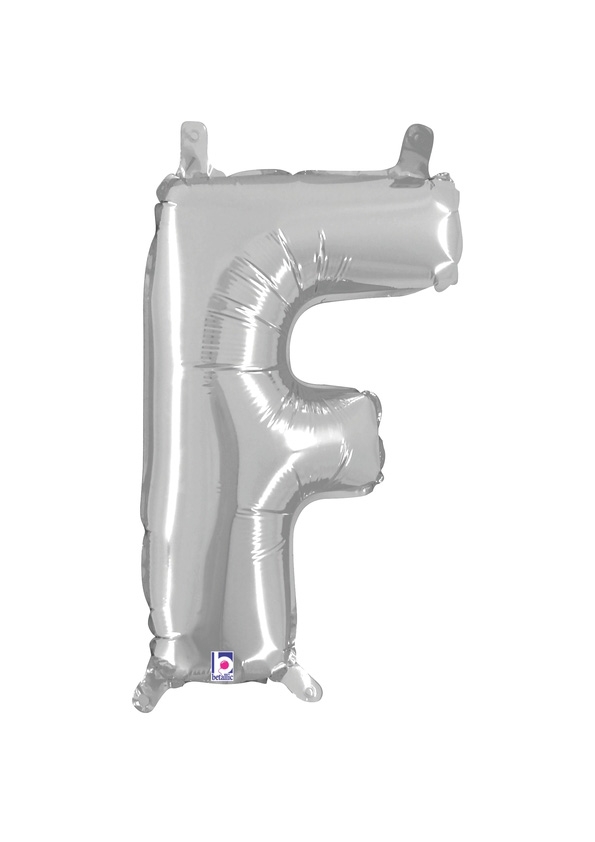 14" Letter F - Silver Packaged Self-Sealing Airfill balloon