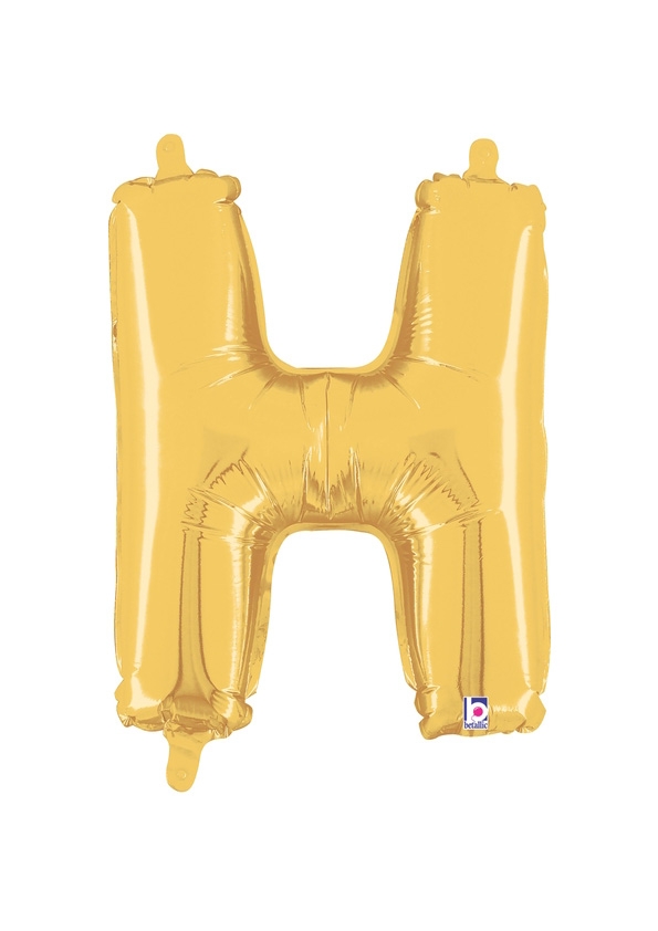 14" Letter H - Gold Packaged Self-Sealing Airfill balloon