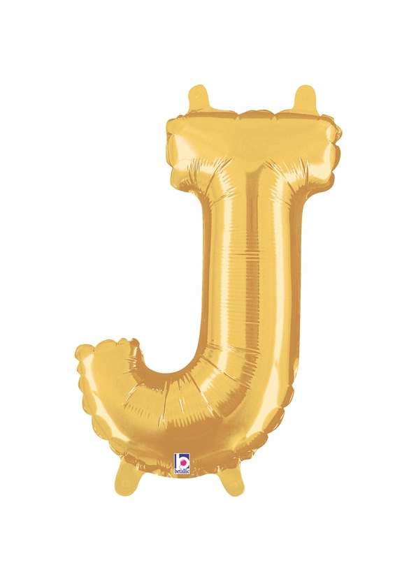 14" Letter J - Gold Packaged Self-Sealing Airfill balloon