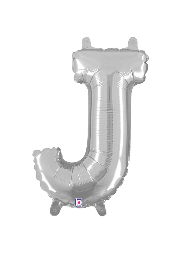 14" Letter J - Silver Packaged Self-Sealing Airfill balloon