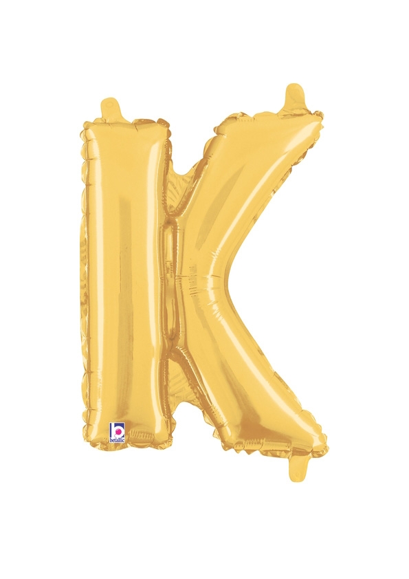14" Letter K - Gold Packaged Self-Sealing Airfill balloon