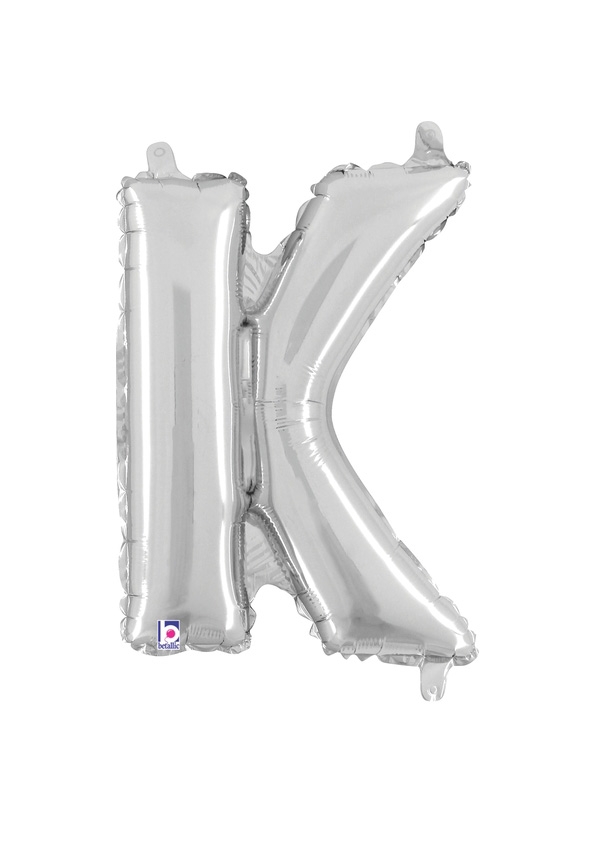 14" Letter K - Silver Packaged Self-Sealing Airfill balloon