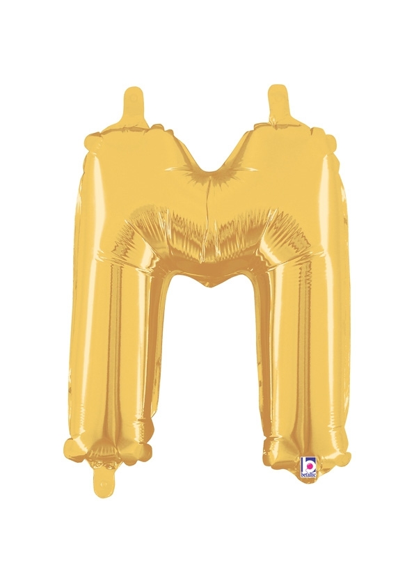 14" Letter M - Gold Packaged Self-Sealing Airfill balloon