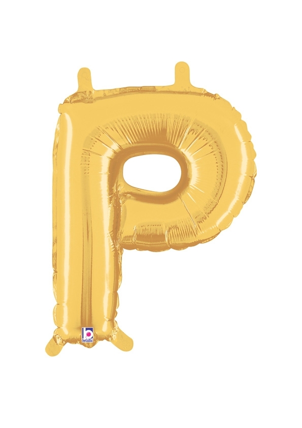 14" Letter P - Gold Packaged Self-Sealing Airfill balloon