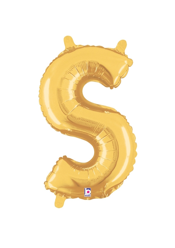 14" Letter S - Gold Packaged Self-Sealing Airfill balloon