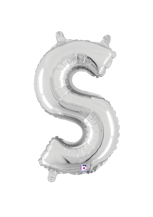 14" Letter S - Silver Packaged Self-Sealing Airfill balloon
