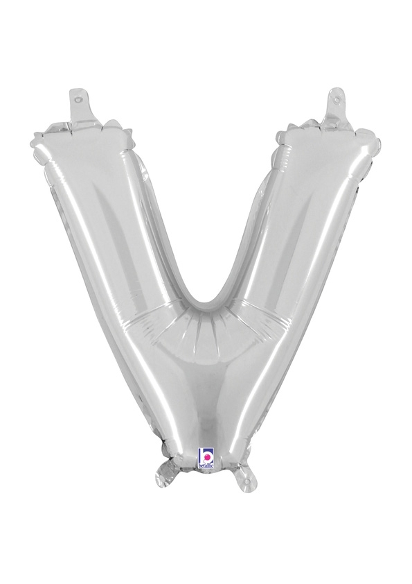 14" Letter V - Silver Packaged Self-Sealing Airfill balloon