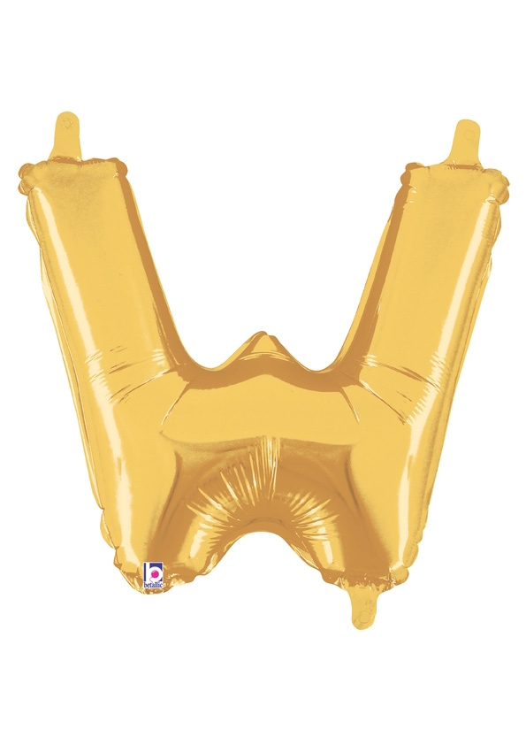 14" Letter W - Gold Packaged Self-Sealing Airfill balloon