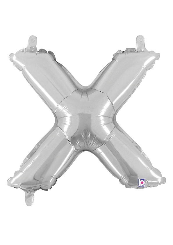 14" Letter X - Silver Packaged Self-Sealing Airfill balloon