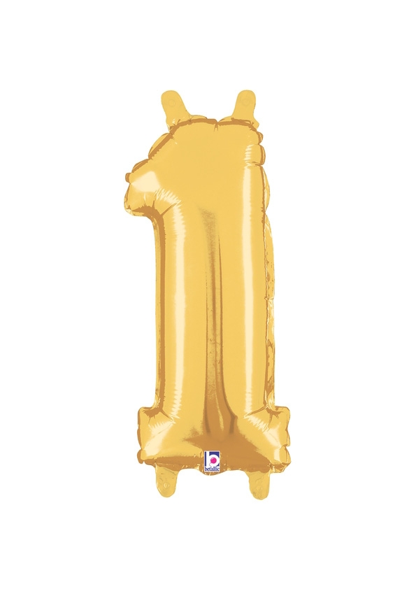 14" Number 1 - Gold Packaged Self-Sealing Airfill balloon