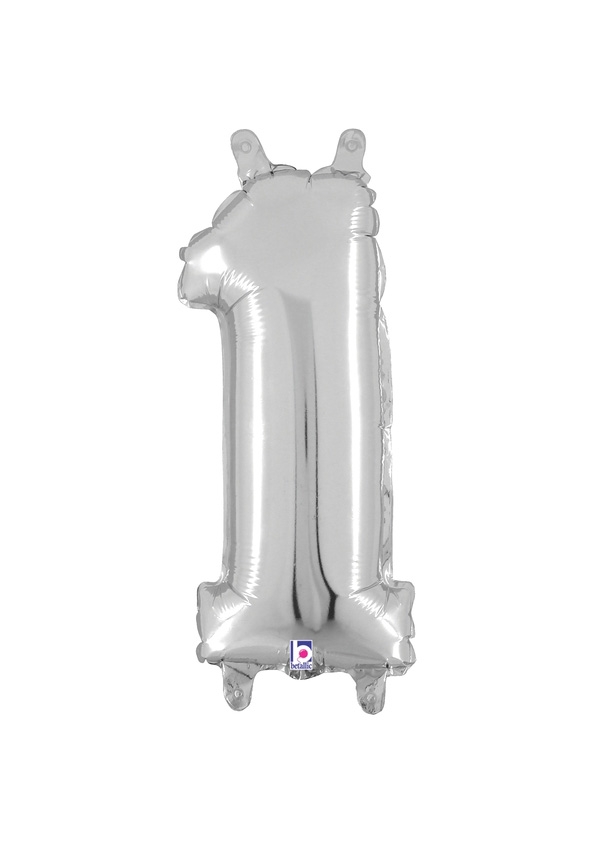 14" Number 1 - Silver Packaged Self-Sealing Airfill balloon