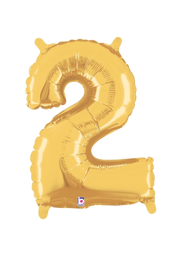 14" Number 2 - Gold Packaged Self-Sealing Airfill balloon