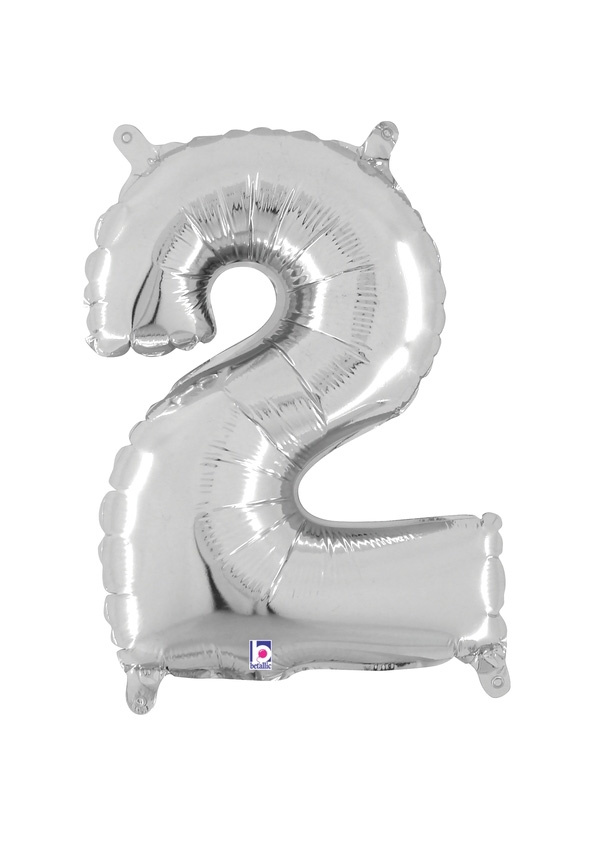 14" Number 2 - Silver Packaged Self-Sealing Airfill balloon