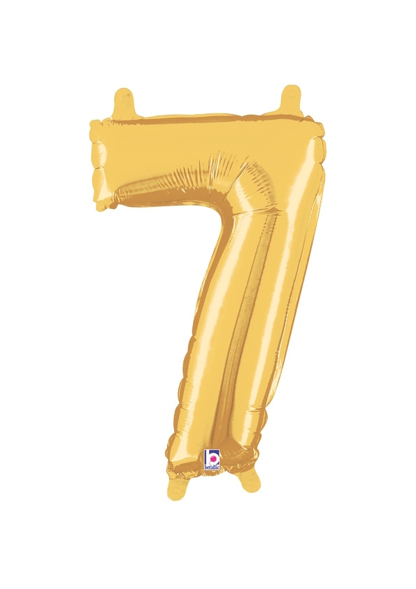 14" Number 7 - Gold Packaged Self-Sealing Airfill balloon