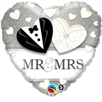18" Foil Heart - Mr & Mrs Wedding balloon