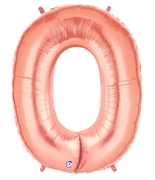 40" Megaloon - Number 0 Zero - Rose Gold balloon