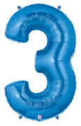 40" Megaloon Blue Number 3 balloon