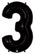 40" Megaloons - Number - #3 - Black balloon