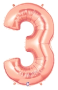40" Megaloon - Number #3 - Rose Gold balloon