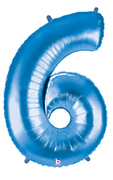 40" Megaloon Blue Number 6 balloon
