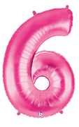 40" Megaloon Pink Number 6 balloon