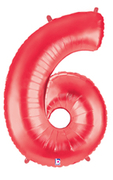 40" Megaloon Red Number 6 balloon