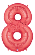 40" Megaloon Red Number 8 balloon